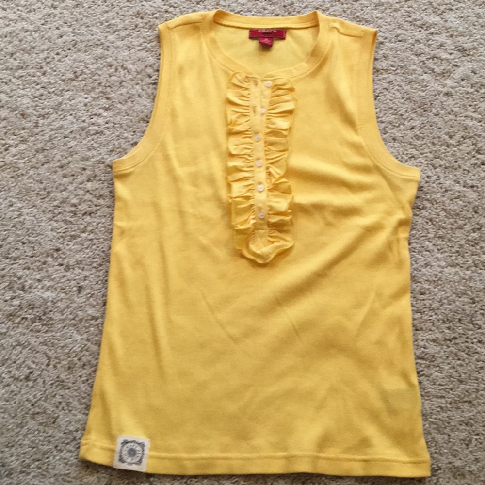 Sleeveless top with front ruffles